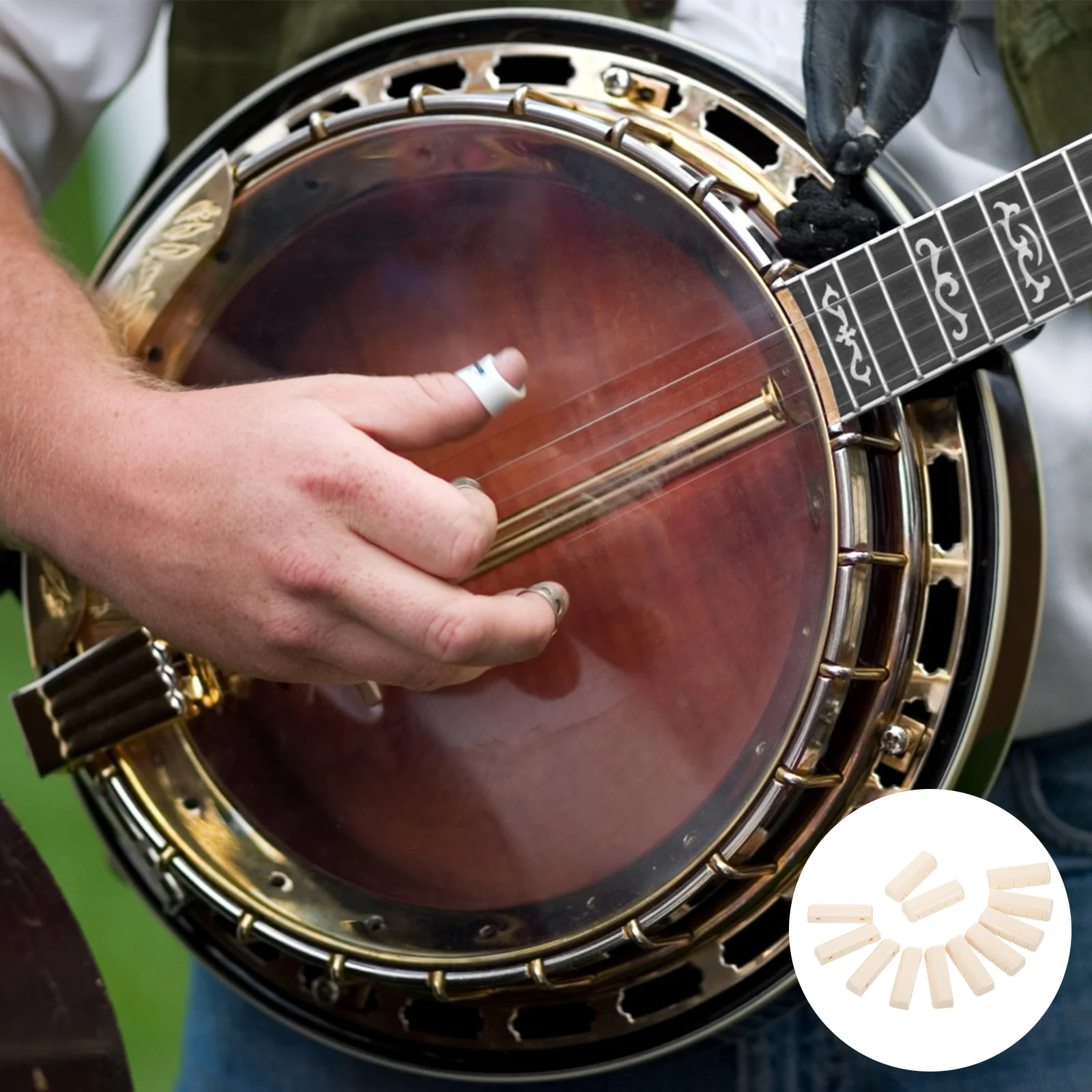 

20Pcs Resin Banjo Nuts Exquisite Design Premium Synthetic Sturdy Lightweight Wear-Resistant Durable Clearer Richer Melody