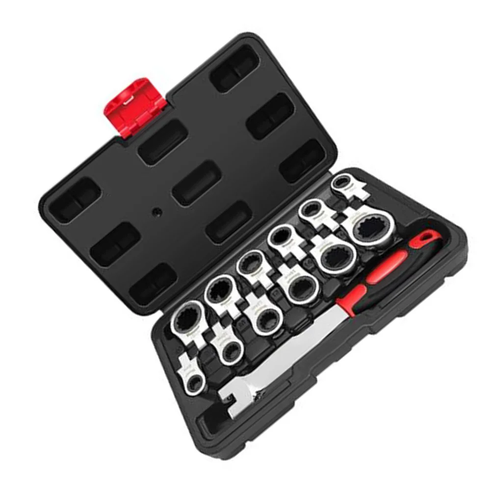 12-in-1 Wrench Set Interchangeable Head Wrench Time-saving Adjustments Toolbox Essential Convenient Wrench Set