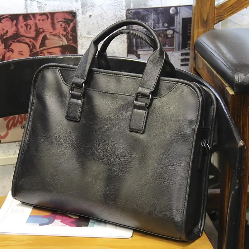 Men's Business Bag Briefcase Tote Cross-shoulder Diagonal Casual Travel Bag 13-14 Inch Laptop File Bag