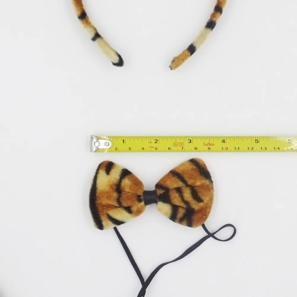 3Pcs anak-anak telinga kucing ikat kepala dasi kupu-kupu Set ekor pesta kostum Cosplay (Tiger Stripe) kucing cosplay set cosplay kucing