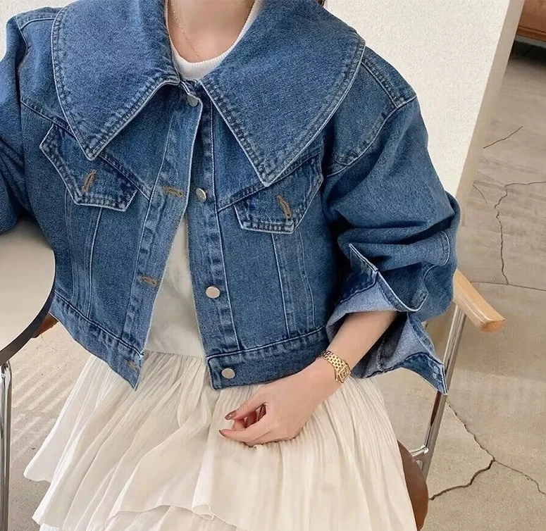 

Chic Autumn ort Svel Chic Casual Loose Long Sve ort Denim Women's Faion Commute