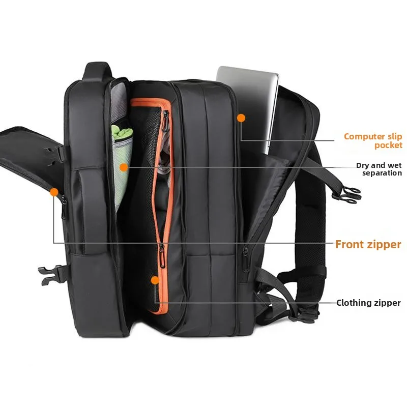 Large Capaci Busin Men's Laptop Bag Double oulder Travel Bag Lightweight Dry Wet Separation Casual Simple Sle Ox...