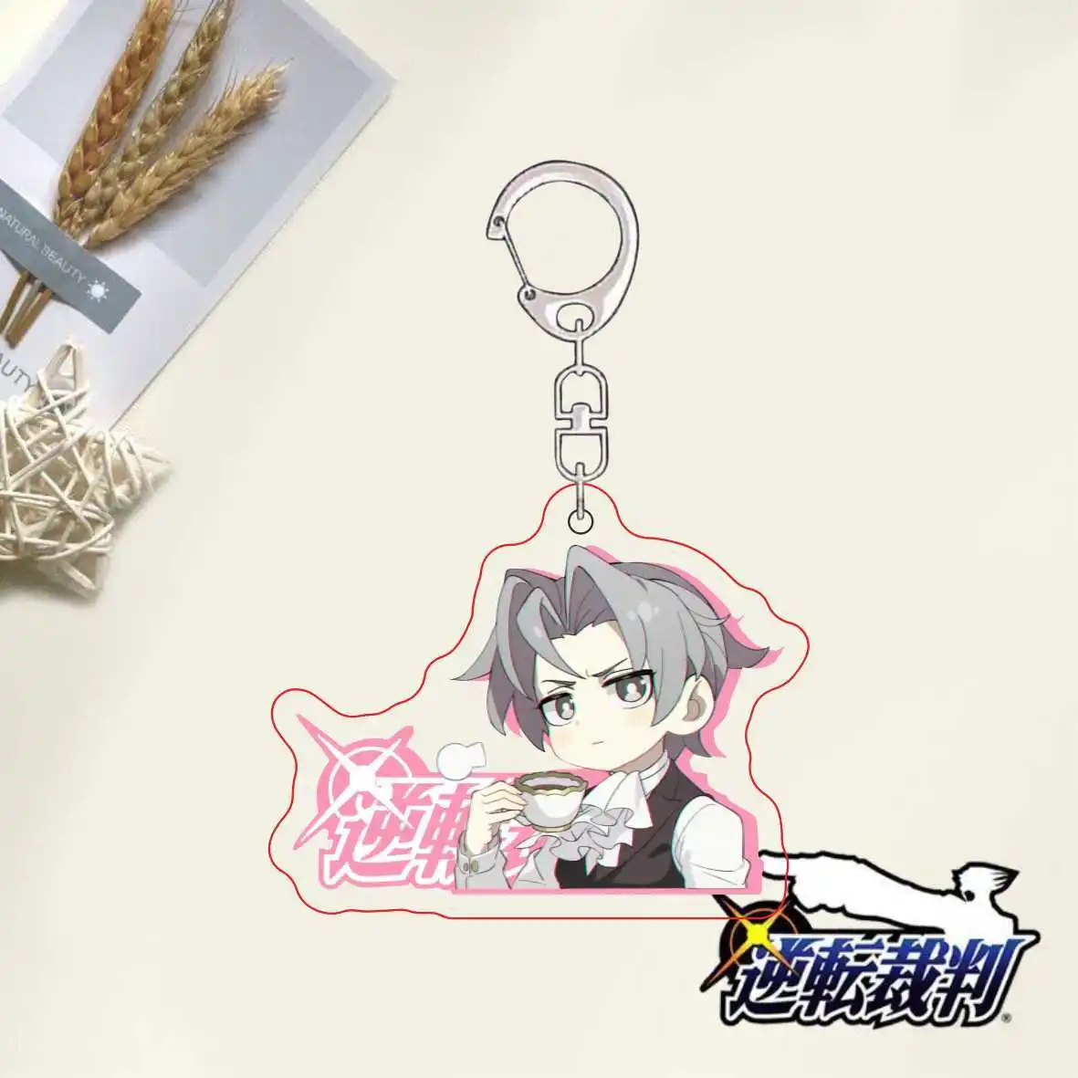 Mei Karuma Gyakuten Saiban Ace Attorney Keychain Cosplay Accessories Cosplay Pendant Badge Gift