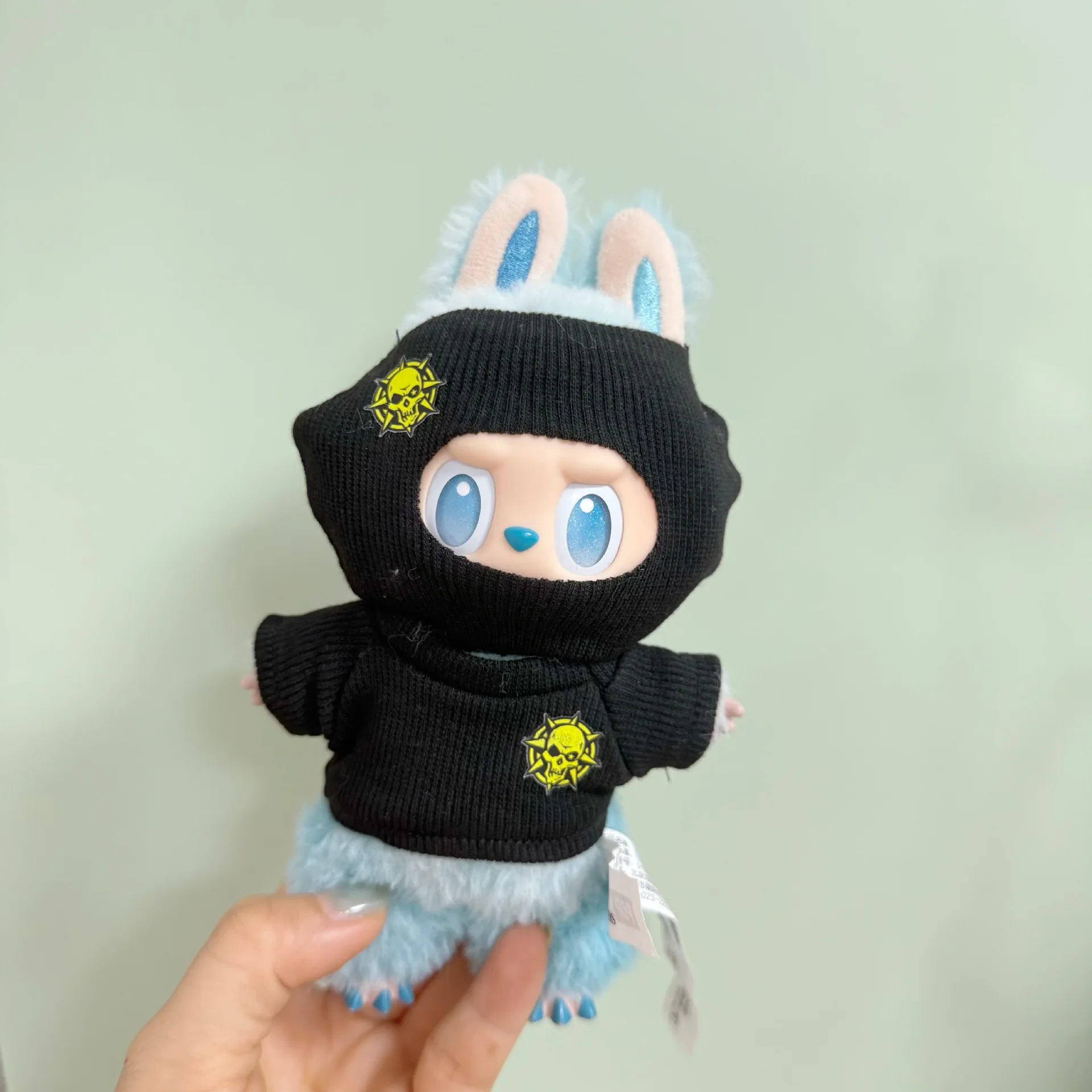 

Clothes For Labubu Trendy Hooded Knitwear With Skull Badges For 15/17cm 1st-3rd Gen Dolls Cool Street Style