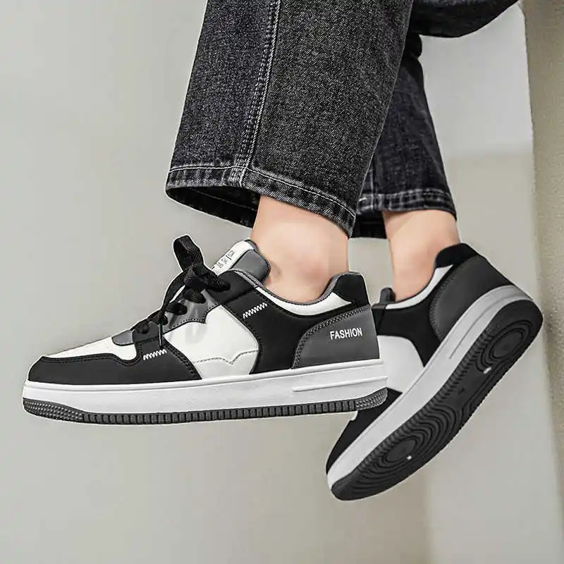 Breathable PU Leather Casual Shoes for Men Lace Up Non-Slip Comfortable Classic Walking Office Daily