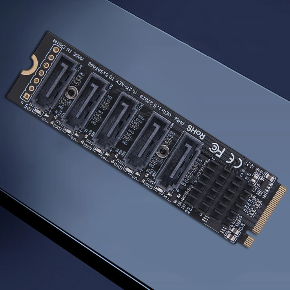 

M.2 MKEY PCI-E Riser Card 5/6 Port Expansion Card M.2 To SATA 3.0 Converter NVME To SATA SATA3.0 Adapter Support PM Function
