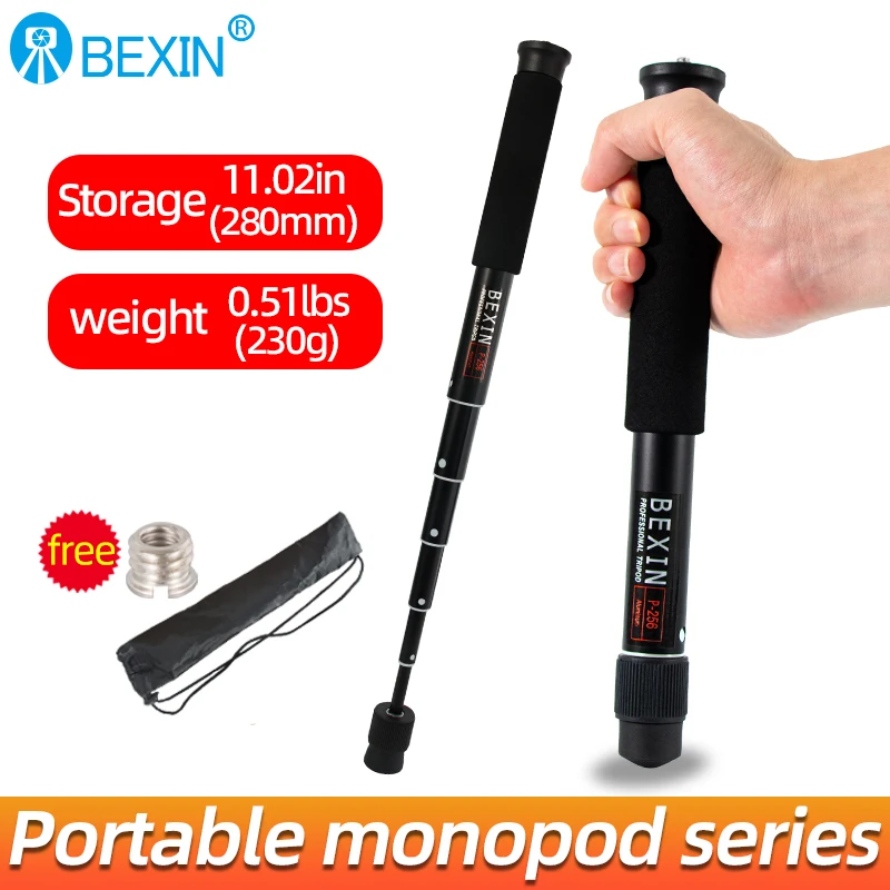 BEXIN P256 professional photography monopod convenient mobile travel monopod aluminum telescopic cane holder for SLR camera