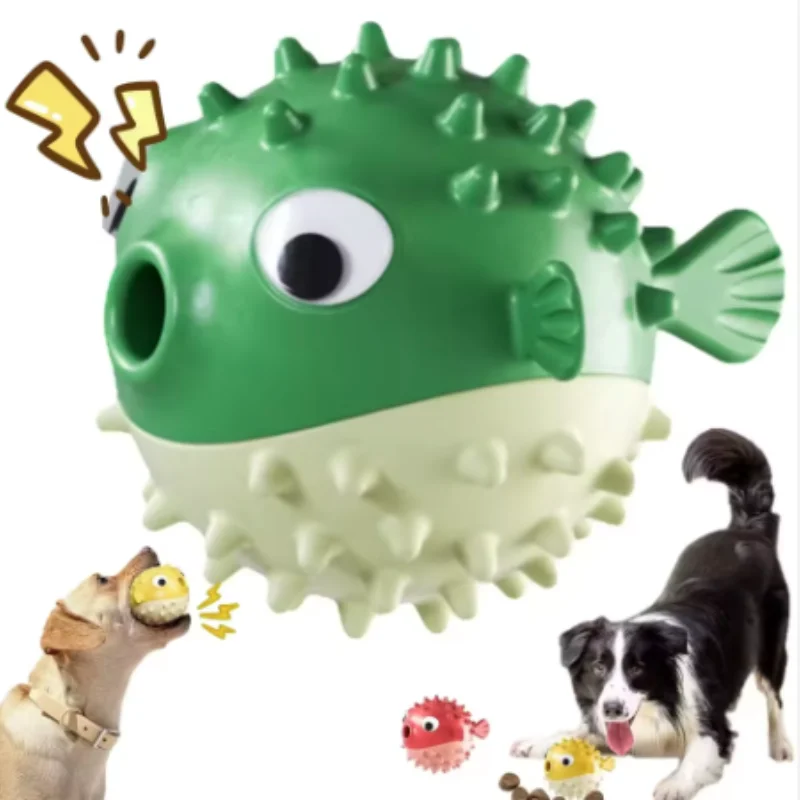 Springender Fisch-Hundeball mit Geräusch, zur Langeweilebekämpfung, Zahnreinigung, Bissresistent, Soundball, Hundespielzeug