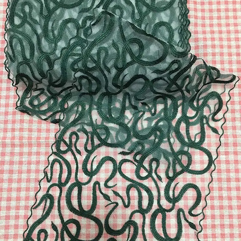 

1Lot/40Y Bilateral Embroidered Lace Trim Green Shape Embroidery Tulle Lace Fabric DIY Lace Sewing Fabric Bra Crafts for Lingerie