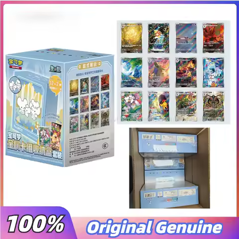 100%Original Pokemon Card PTCG Metal Card Group Storage Box Set Scarlet&amp;Violet Chinese Trading Cards Art Illustration Flash Card