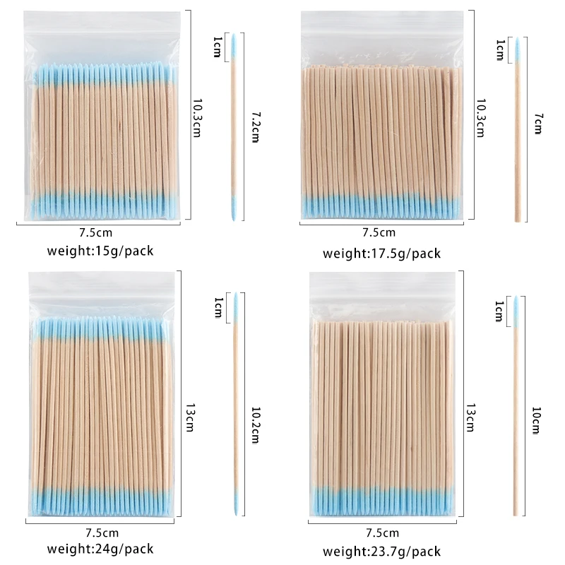 100pcs Pink Blue Cotton Swab Brow Repair Cleaning Cotton Stick Beauty Cosmetics Disposable Ear Lip Swabs Makeup Remover Tools