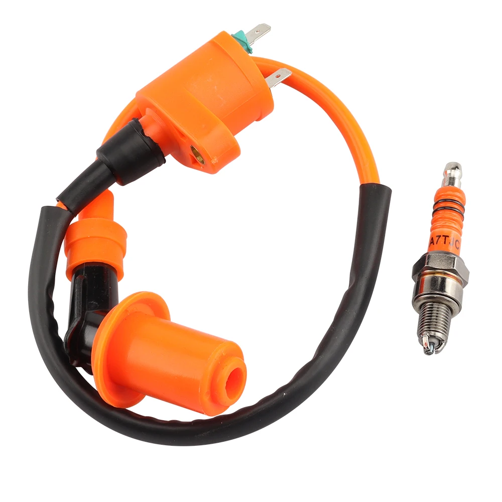 High Pressure Racing Ignition Coil & Electrode Spark Plug For Chinese GY6 50-150cc Moped ATV Go Kart Quad Bike