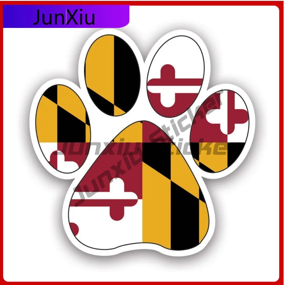 

Maryland State Paw Print Shaped Sticker Cool Bumper Waterproof Vinyl Decal For Laptops Outdoor Creative Creative Outdoor Sticker