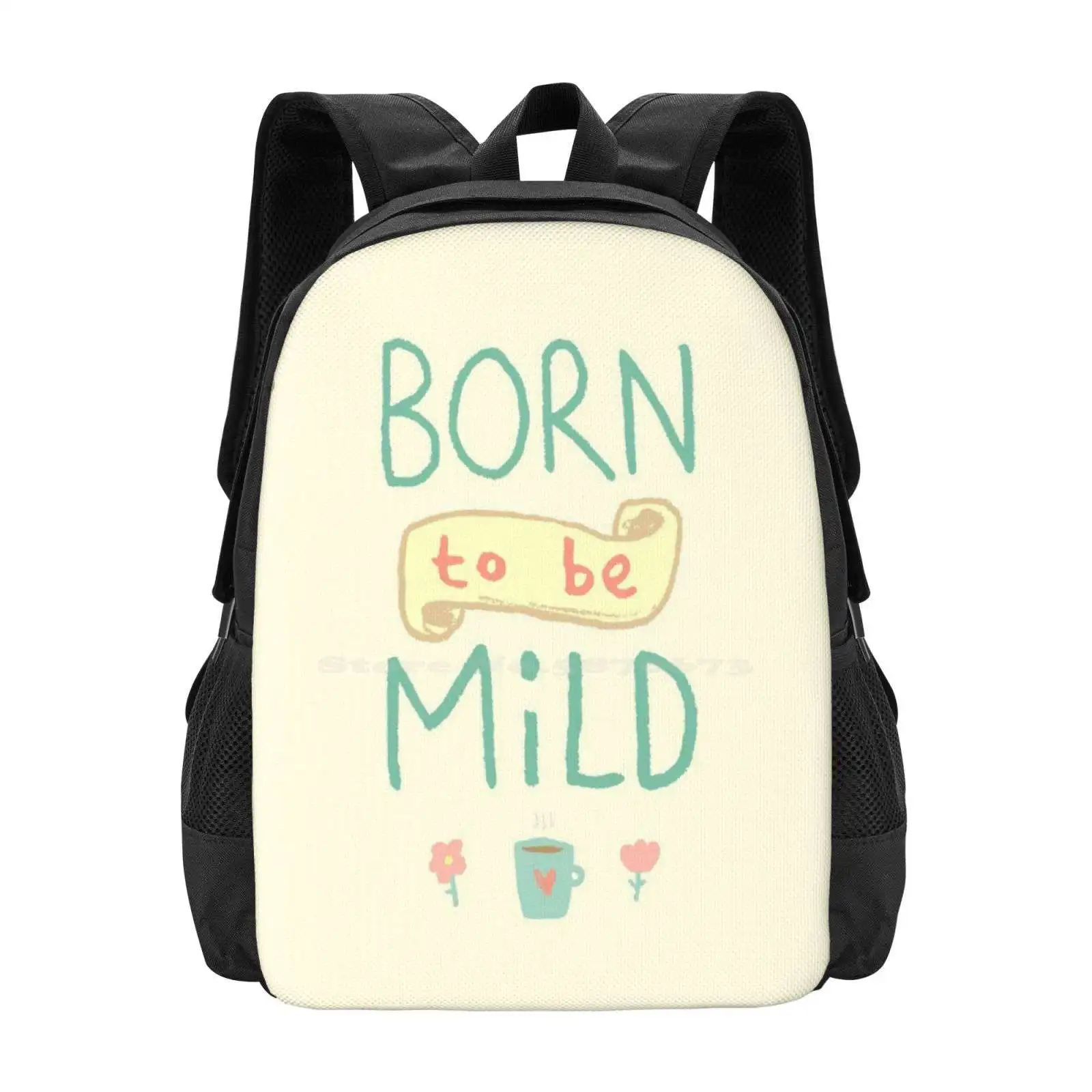 Mild Thing New Arrivals Unisex Bags Student Bag Backpack Mild Thing Born Wild Play Words Pun Text Typography Funny Silly Cute