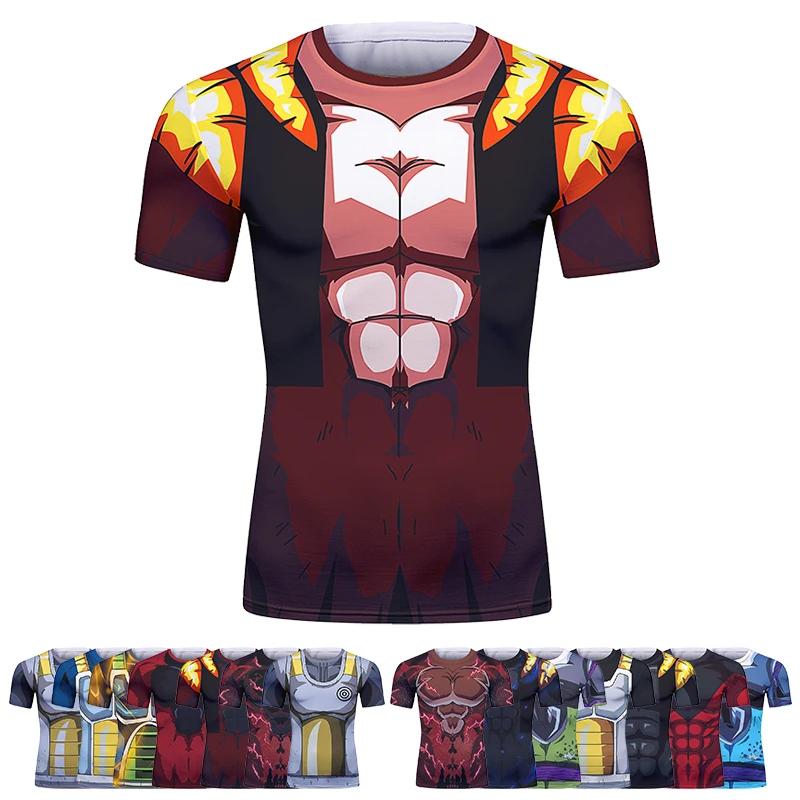 Męskie Anime MMA koszulka kompresyjna Rashguard boks Baselayer sportowe koszulki do ćwiczeń komiksy przebranie na karnawał koszulki do kulturystyki