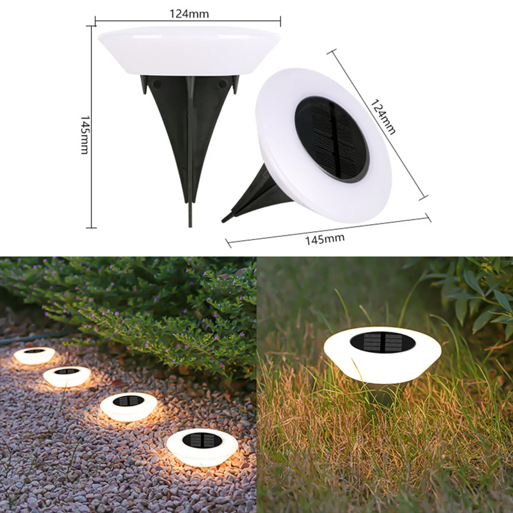 

4pcs Solar Ground Lights With 14 LED Warm Light IP65 Waterproof Outdoor Landscape Solar In-Ground Lamp For Patio Backyard