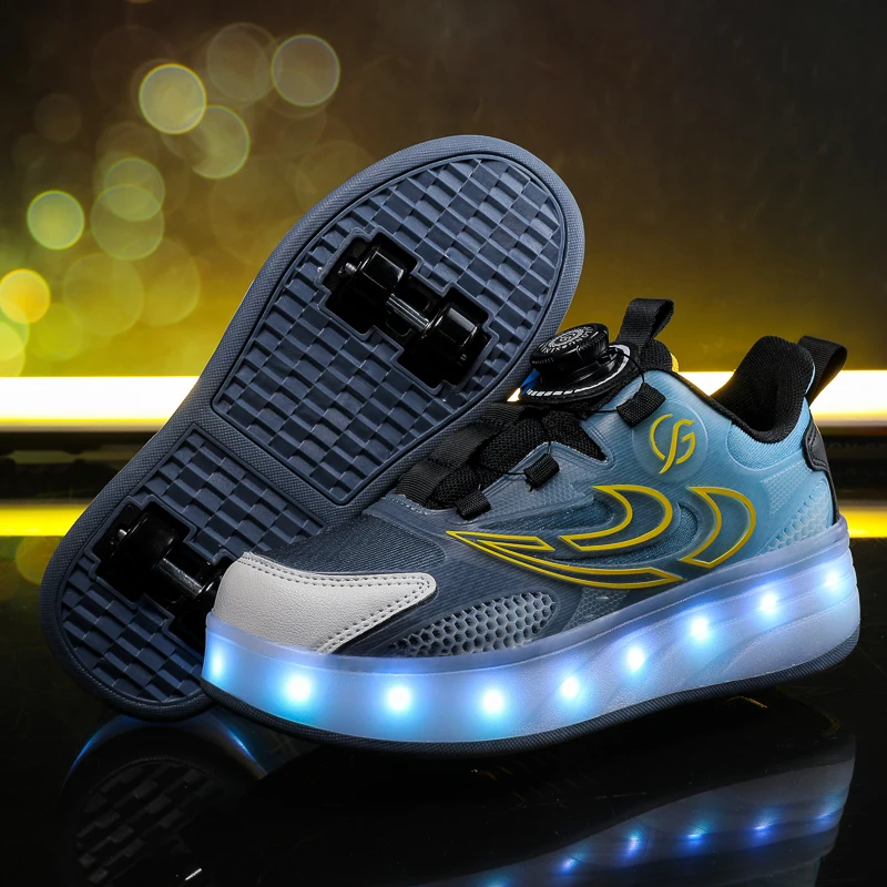 Childrens Sports Shoes Night Light Shoes USB Charging LED Lighting Sports Skateboard Shoes Waterproof Boys Girls Sneakers