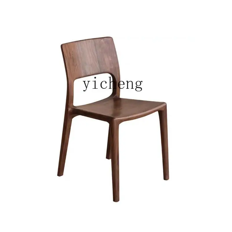 

Yy Black Walnut Wooden Dining Chair Light Luxury Solid Wood Chair Home Stool Restaurant Master Chair