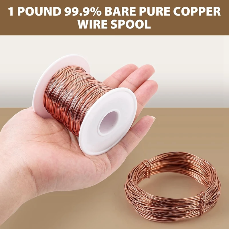 99.9% Dead Soft Copper Wire, 20 Gauge/ 0.8 Mm Diameter, 328 Feet/ 100 M, 1 Pound Spool Pure Copper Wire Easy To Use