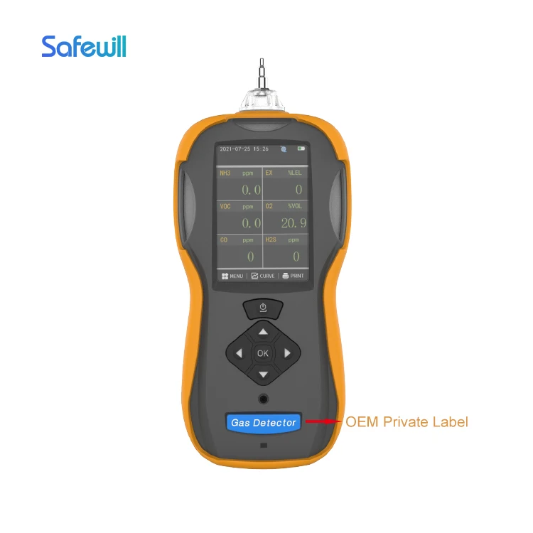 

Safewill Flue Gas Analyzers Portable 6-in-1 Multi Gas Monitor O2 N2 CH4 H2 C2H4 Gas Leakage Detection Devices for Oil Industry