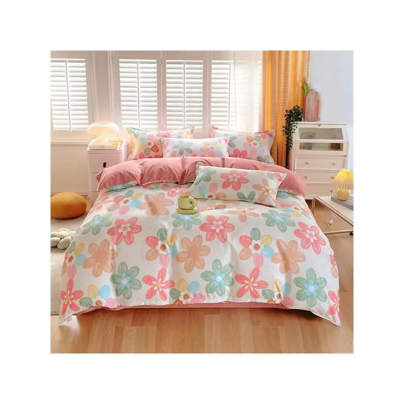 

3 Piece Spring Pink Floral Duvet Cover Set for Women Adults Home Bedroom with 2 Pillowcases King Size