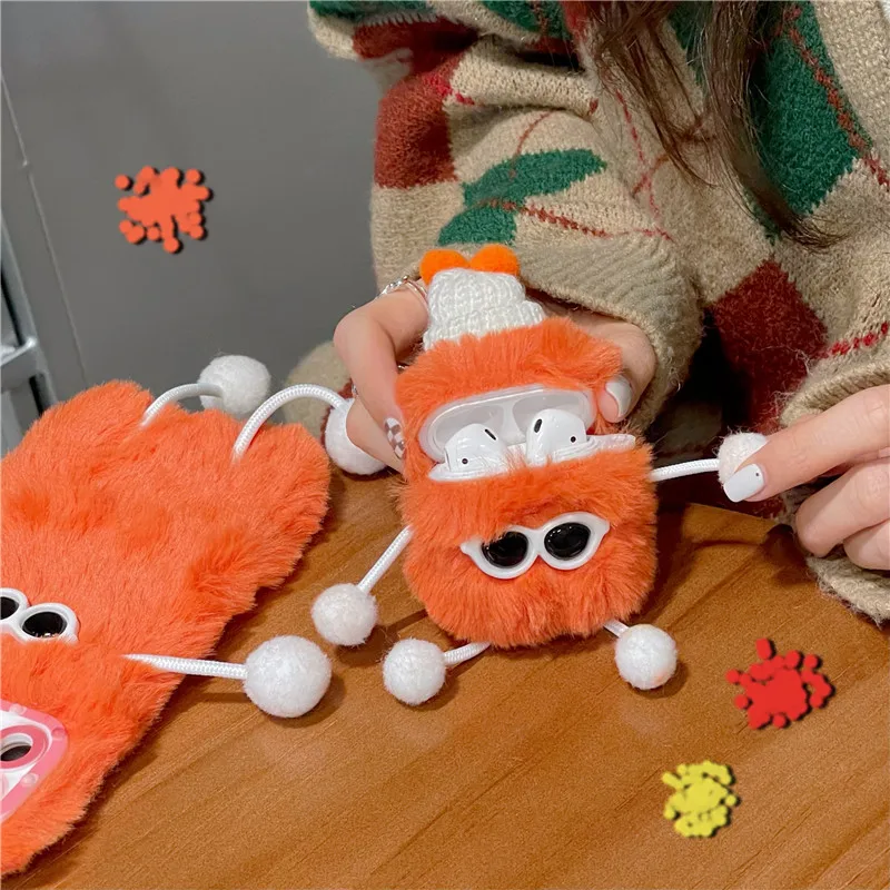 Новинка 2022, пушистый чехол для AirPods 3 21, милый плюшевый пушистый защитный чехол для девочек с 3D рисунком, аксессуары для AirPods Pro 2, чехол