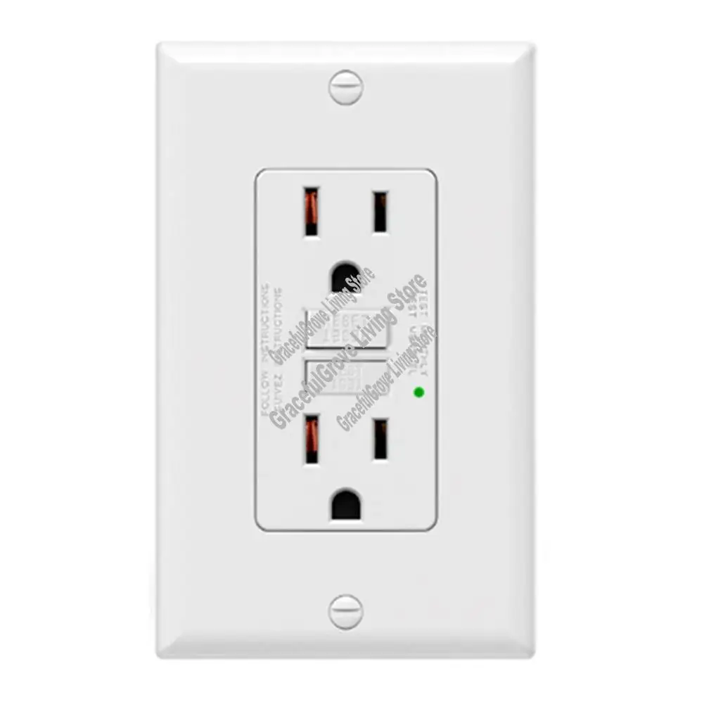 

A26I-5Pack Розетки GFCI 15 А, устойчивые к нетампорам, декоративные розетки GFI со светодиодным индикатором, прерыватель заземляющей неисправности