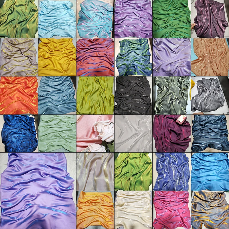 1M Glossy Silk Gradient Fabric Polyester Holographic Gradient Shiny Fabric For Diy Sewing Hanfu Dress Tablecloth Background