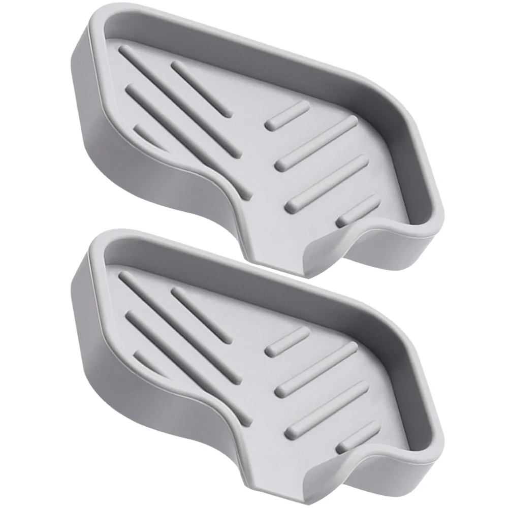 

2Pcs Silicone Soap Dishes Draining Bar Soap Holders Bathroom Countertop Trays Non Slip Raised Stripes Long Lasting