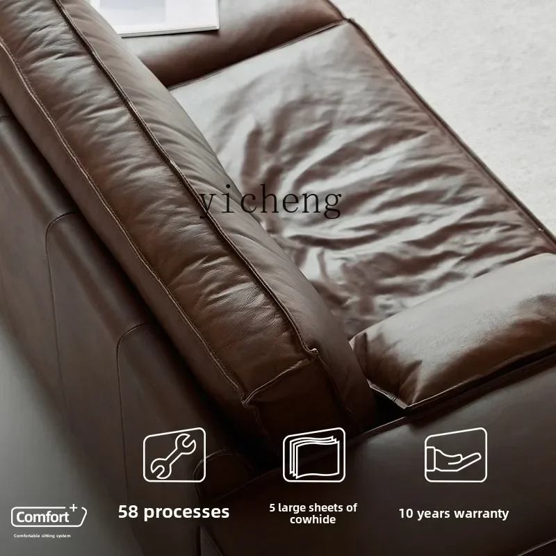 H11- retro modern simple furniture minimalist corner living room three single full leather sofa