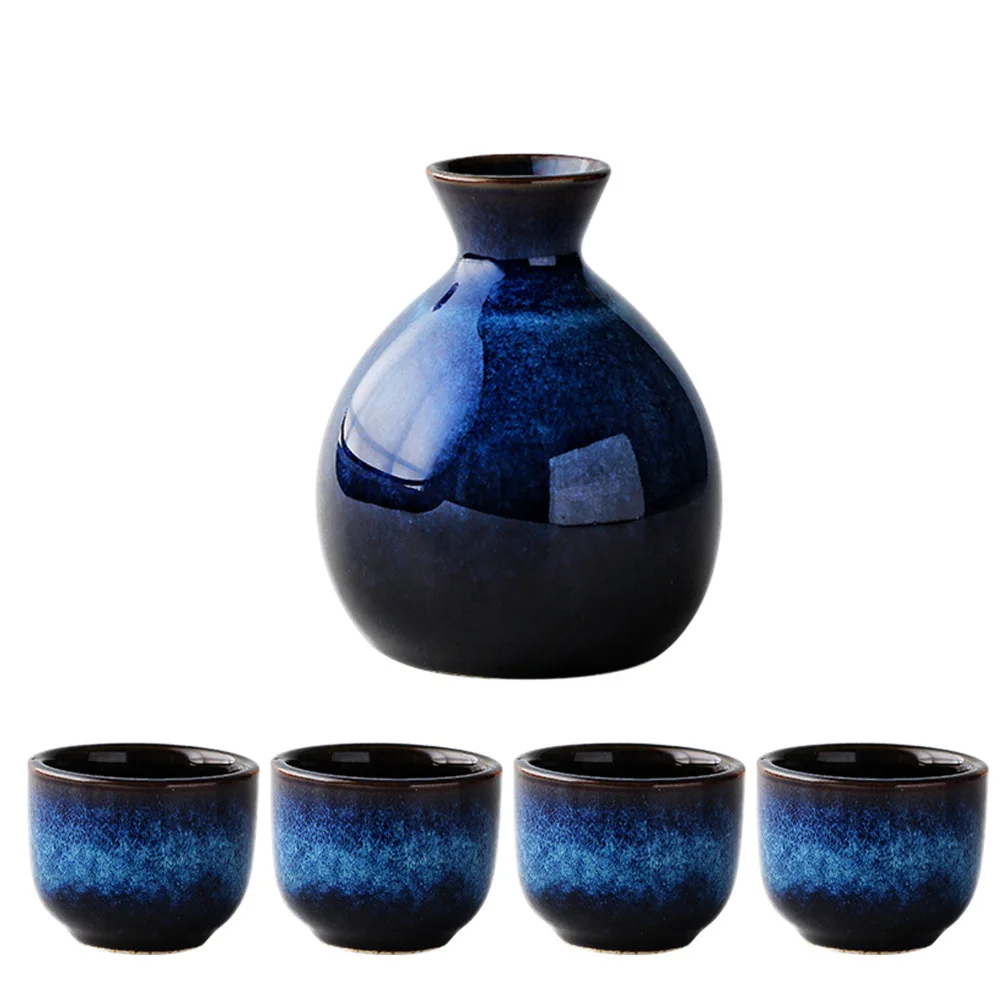 

1Set Japanese Style Sake Pot and Cups Set Frosted Texture Smooth Touch Retro Design Suitable for Hotels Homes Tea Houses
