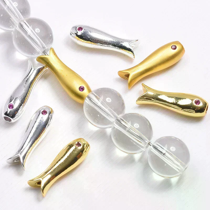 10pc Stainless Steel Fish Beads Charms Spacer Loose Beads for Jewelry Making Crafts Handmade Diy Bracelet Accessories Bulk
