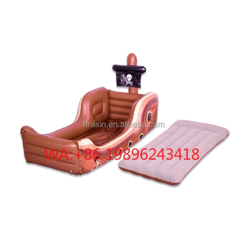 

Factory Supply Inflatable Viking Ship With Flocking Air Bed for Private Halloween Birthday Party Decorations Pirate Ship Float