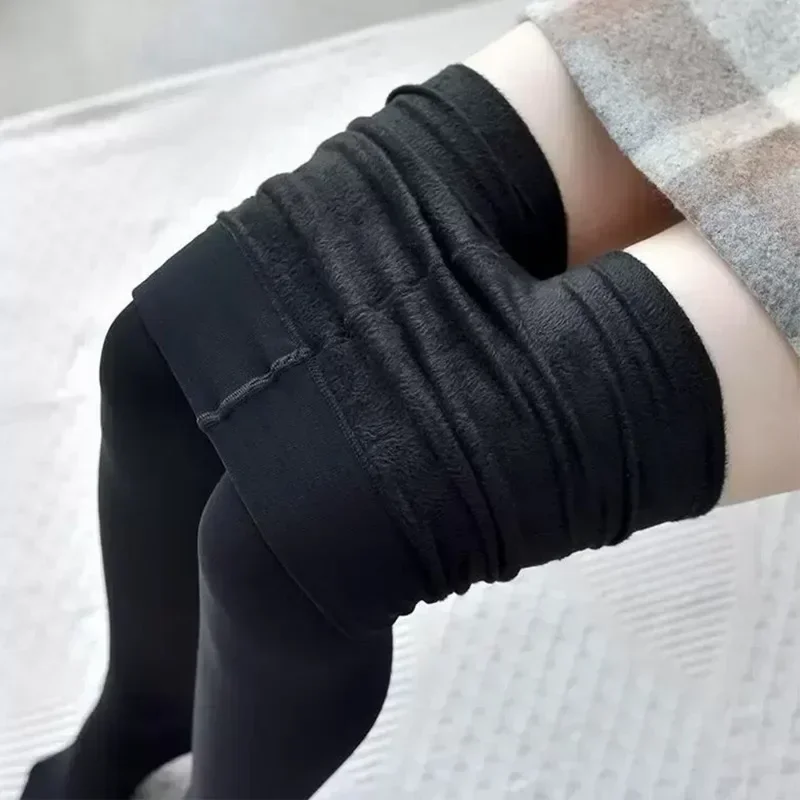 1/2pcs 양털 안감 스타킹 여성용 열 팬티 스타킹 겨울 팬티 폴라 스킨 블랙 효과 스타킹 여성용 열 양말