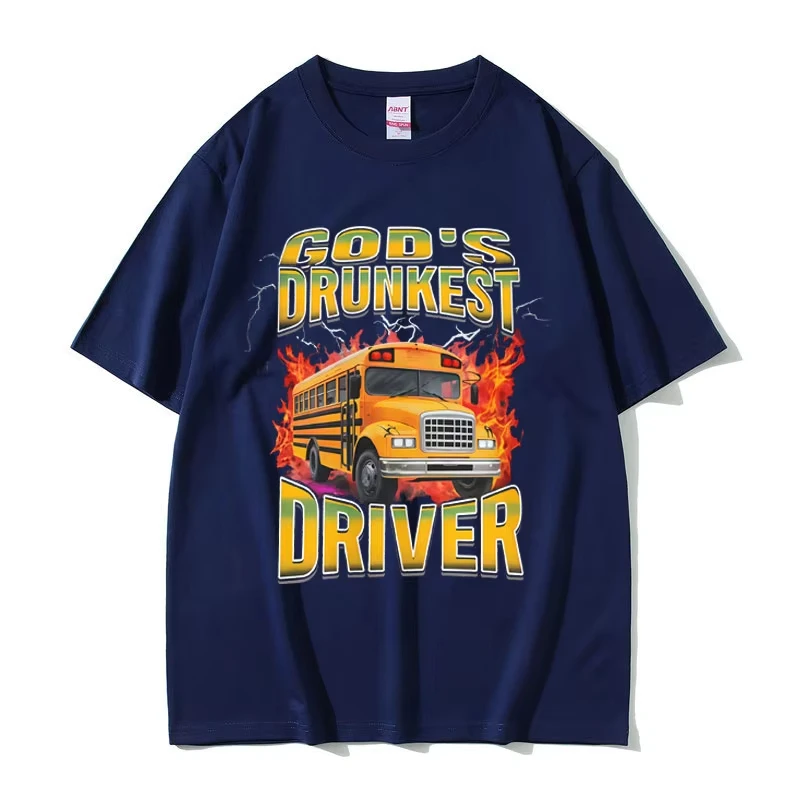 God's Drunken Driver Funny Meme T-shirt Men Casual Humor Oversized Short Sleeve Tops T Shirts Male Vintage 100% Cotton T-shirts