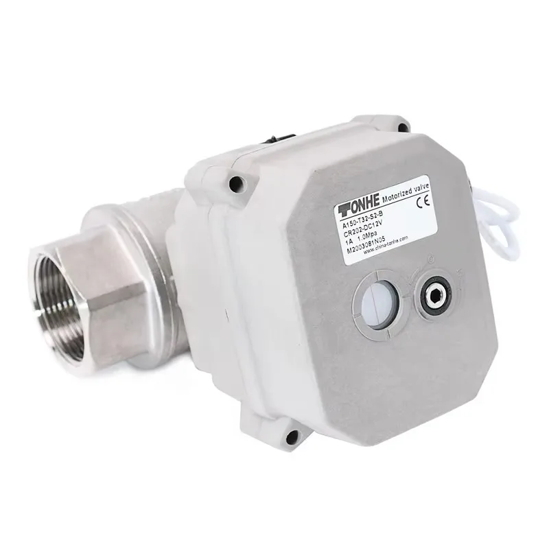 วาล์วบอลสแตนเลสแบบมีมอเตอร์ ขนาด 1-1/4 นิ้ว DN32 ใช้ไฟ 12-24VDC และ 24VAC 110-230VAC แบบกลับอัตโนมัติ ป้องกันการล้มเหลว  NC/NO