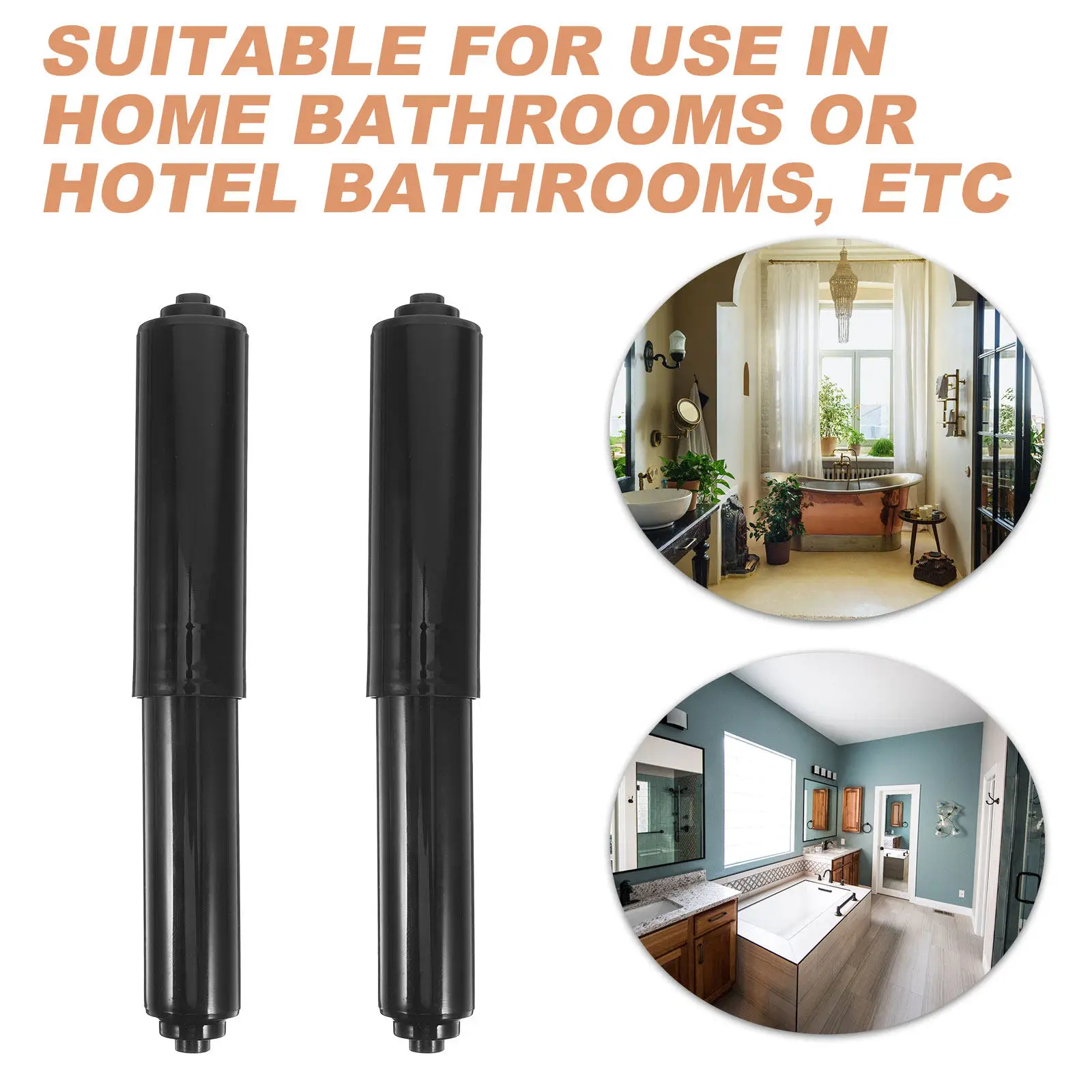 4Pcs Spring Loaded Plastic Toilet Tissue Spindle Replacement Rod Bathroom Paper Holder Roller Black Flexible Easy Install