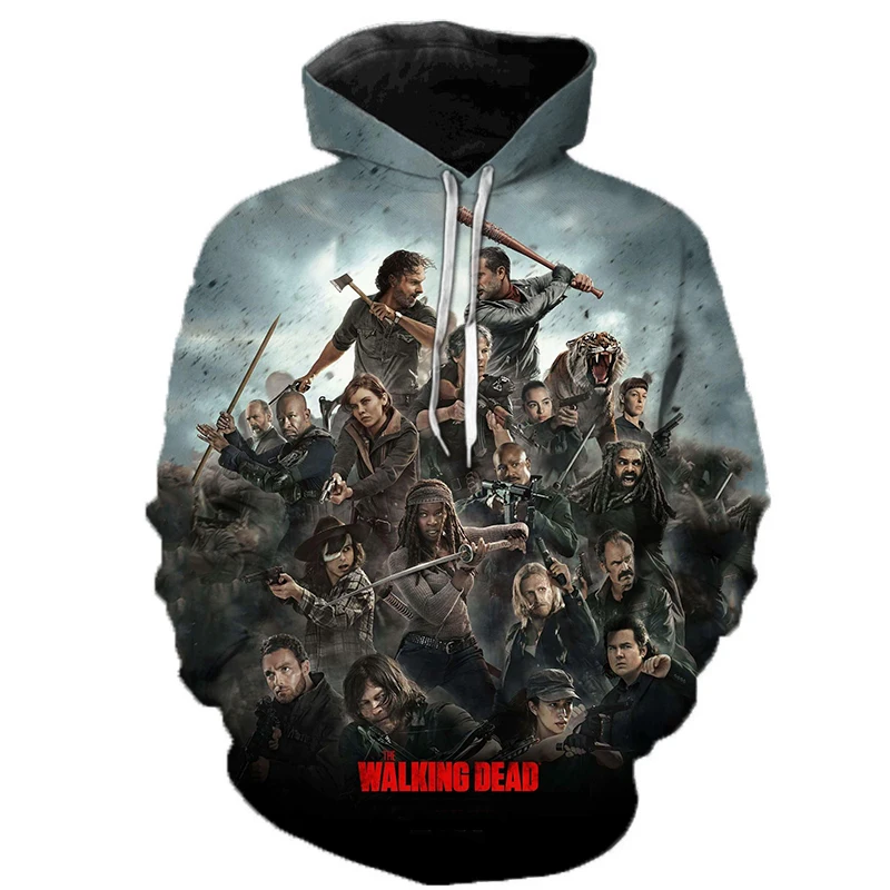 The Walking Dead Horror 3D Print Hoodies الرجال النساء أزياء المتضخم هالوين البلوفرات قمصان سويت شيرت بقلنسوة ملابس الشارع الشهير #2