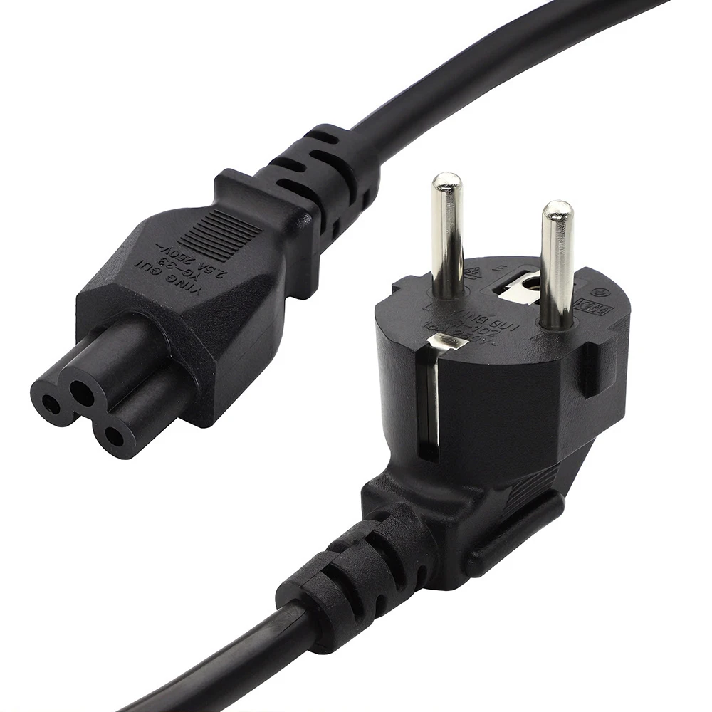 1.5M EU Universal Laptop 3-pin Charger Plug AC Power Cord Euro IEC C5 Power Extension Cable For Notebook PC Computer Monitor