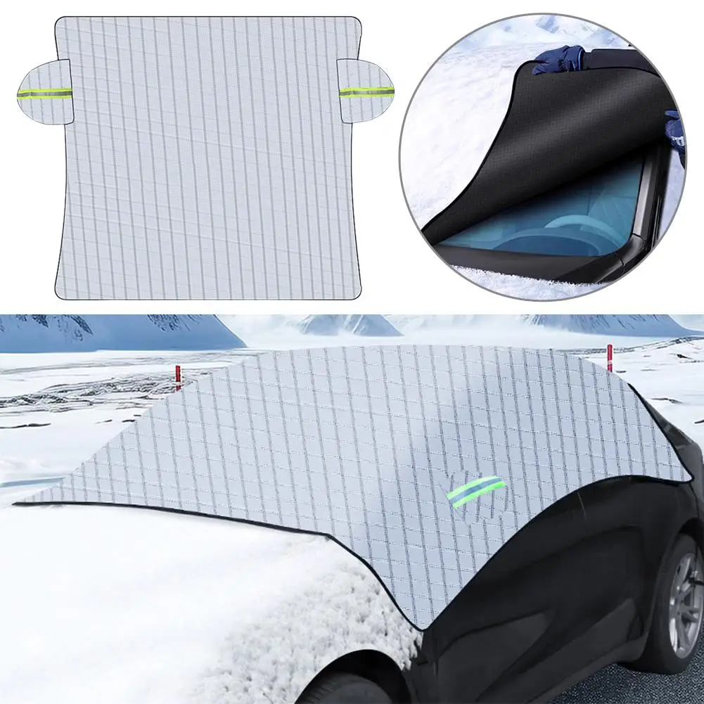 Sunshade Cover Windproof Car Windshield Snow Sun Shade Magnetic Front Car Waterproof Protector Cover Cover Windscreen Autom W2I6