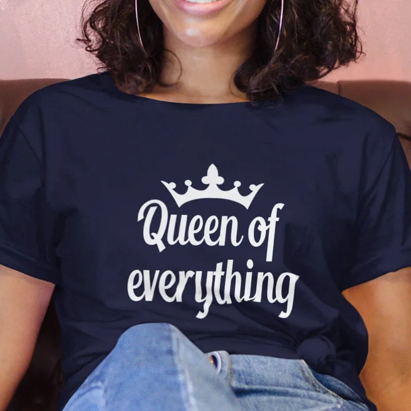 Queen of Everything Women T Shirts Cotton Birthday Party Graphic Tee 90s 80s Fashion Tshirt O Neck Aesthetic Clothes Femme