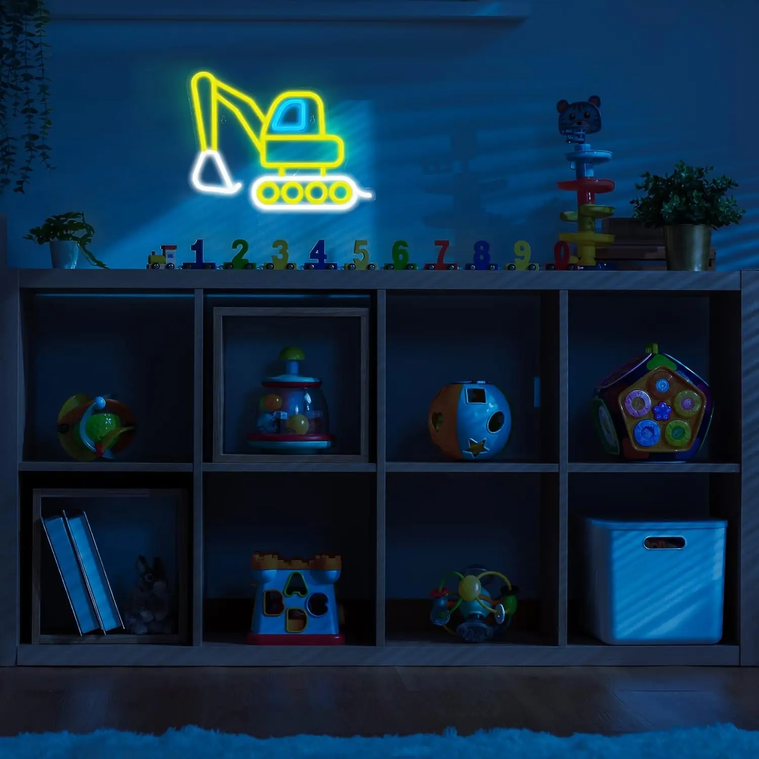 Excavator Neon Sign Construction Vehicles LED Neon Light Wall Decor for Kids Bedroom Boys Room Playroom