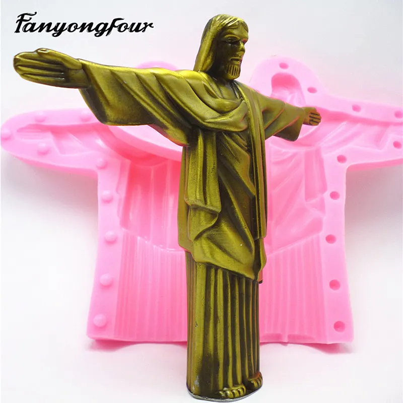 Fan Yong Four Brazil Rio De Janeiro Jesus Silicone Mold Can Flip Gypsum Resin Concrete Model Gift Ornament