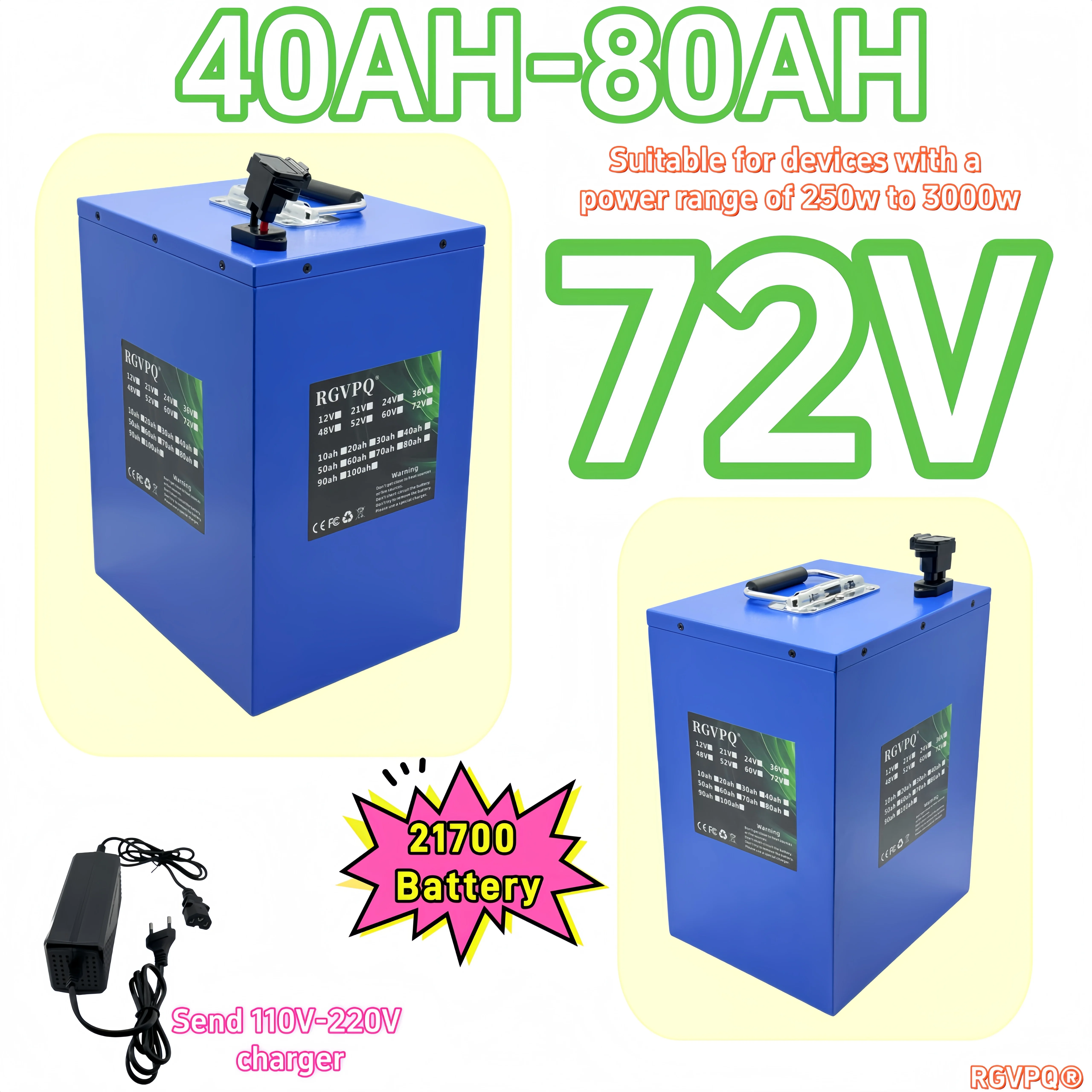 

72V21700 lithium-ion battery, DIJIAR new product 72V, air transportation, 40AH-80AH large capacity, built-in 40AHBMS+charger
