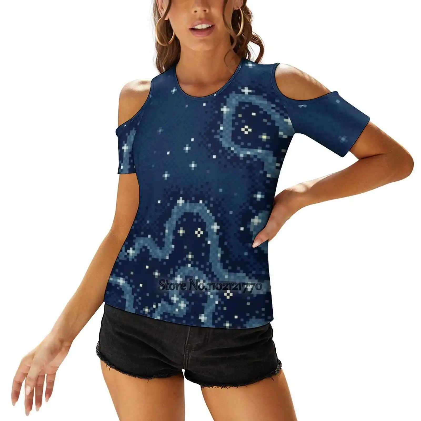 Camiseta de Trench Galaxy para mujer, camisa Sexy con cordones en la espalda, Jersey calado, Top ciart, Okeanos, gabardina oceánica