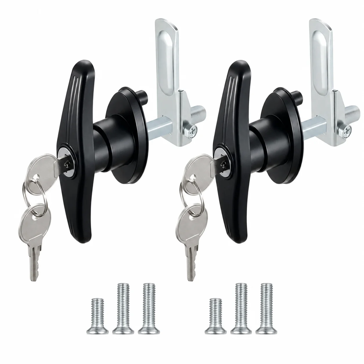 2PCS T Handle Lock Latch Set Left Right Separate Keys for Truck Cap Camper Shell Bed Topper Tonneau Cover Canopy Door Replacemen