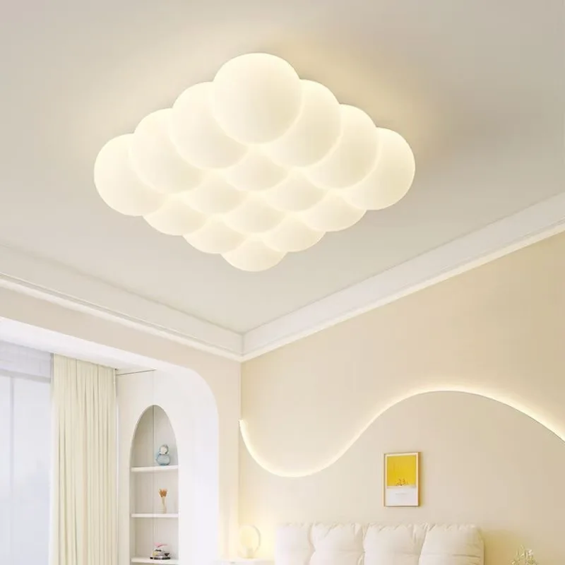 Bubble LED Ceiling Light Cream Style Full-Spectrum Ceiling Light for Living Room Bedroom Dining Room Enhances Home Ambiance