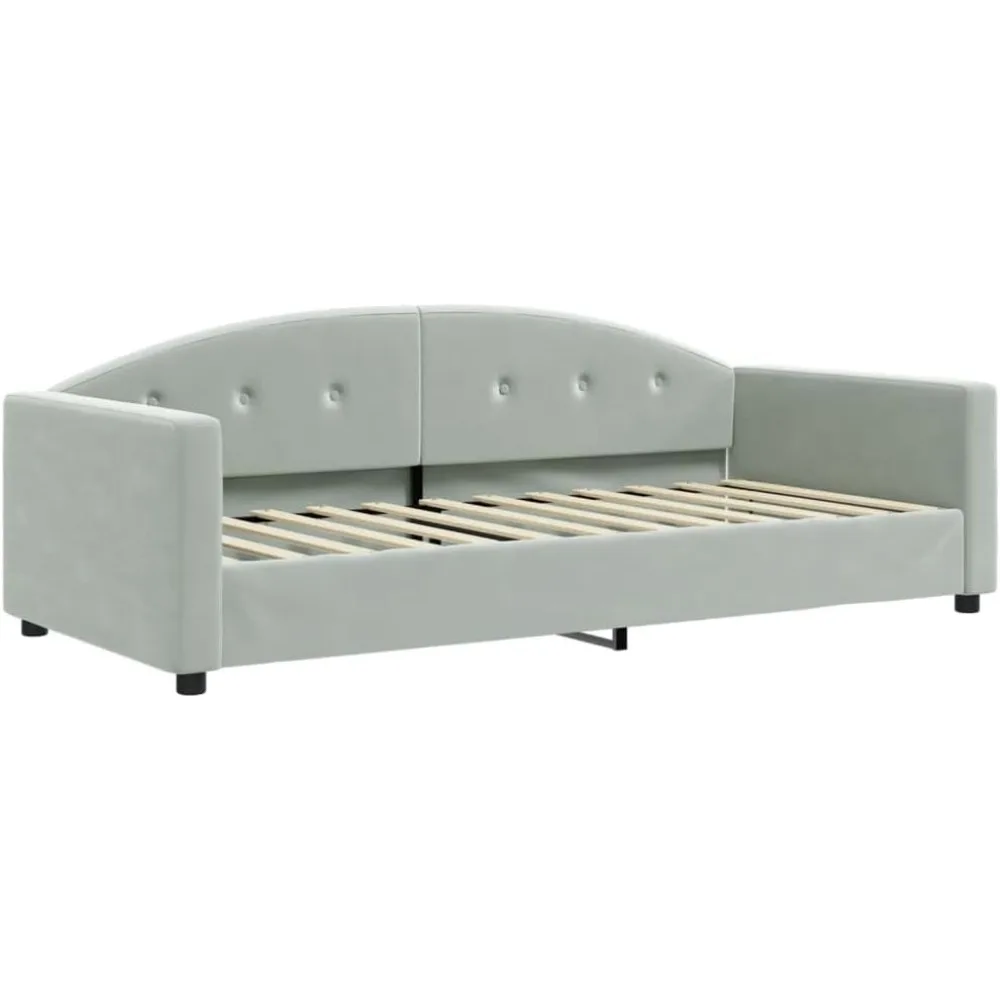 Canapélit en velours gris claro 90 x 200 cm, invitadas iluminadas, canapé, iluminado simple, canapé lit confortable, canapé pour dormir