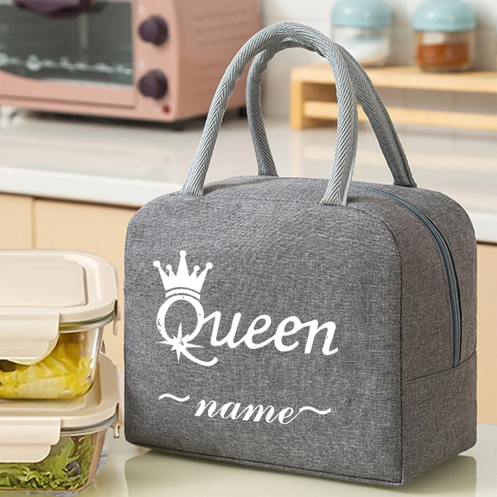 اسم مخصص حقيبة الغداء الرمادية بسيطة ودائمة نزهة الغذاء حقيبة يد عملية مكتب بينتو حقيبة منتج مخصص #5