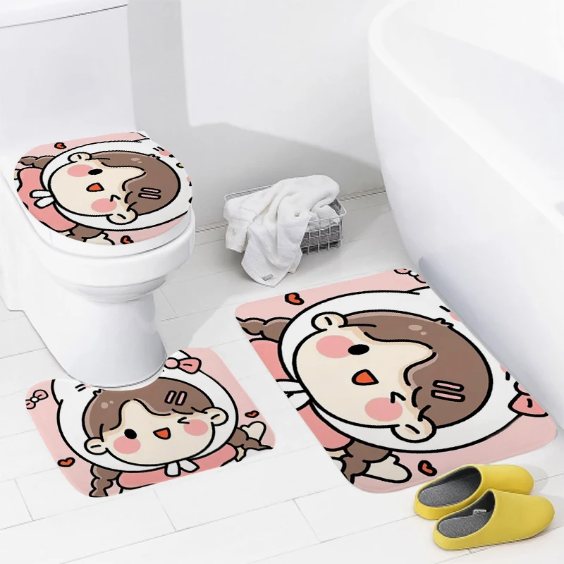 home bathroom floor mats Anime animal style Bath Foot mat modern bathroom accessories rug Toilet mat Bathtub anti-slip carpet